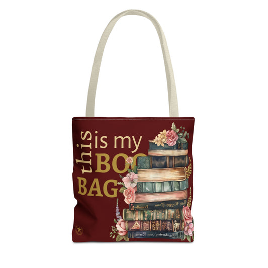 Book Lover Tote Bag — "This is my book bag" Floral Stack Design
