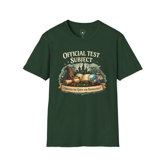 Official Test Subject T-Shirt — "I Survived the Quest for Knowledge" Adventure Tee
