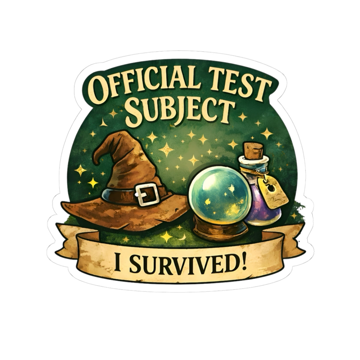 Official Test Subject Sticker — I Survived! Witchy Crystal Ball Kiss-Cut Sticker