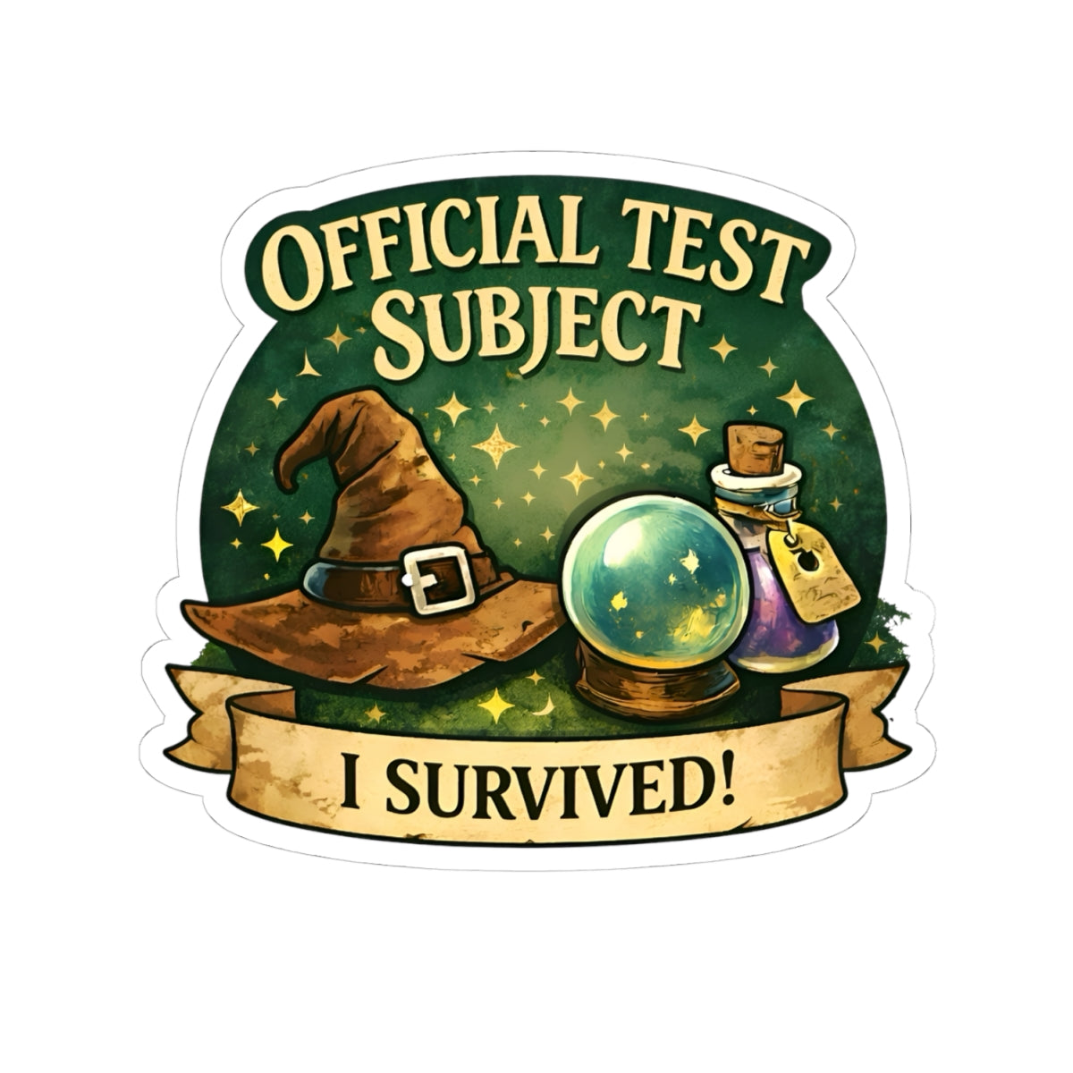 Official Test Subject Sticker — I Survived! Witchy Crystal Ball Kiss-Cut Sticker