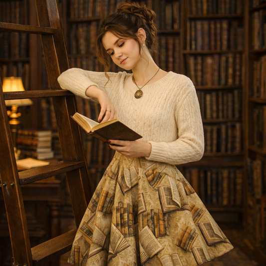 Booklover Vintage Books Skater Skirt - Author Life
